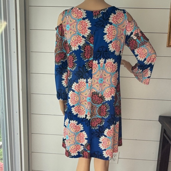 S-Twelve Blue and Pink Cold Shoulder Sundress Sz M - Picture 5 of 8